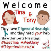 "Welcome Tina and Tony" image "Share their post and hashtags #MeetTina #MeetTony