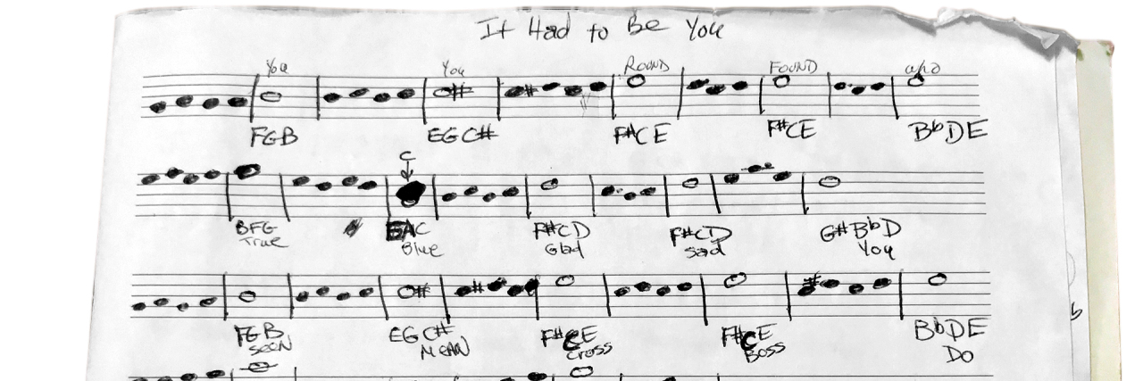 Lisa Yee's handwritten musical notations.