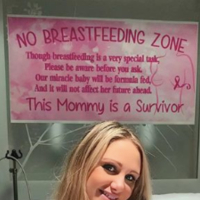Pink sign that explains the