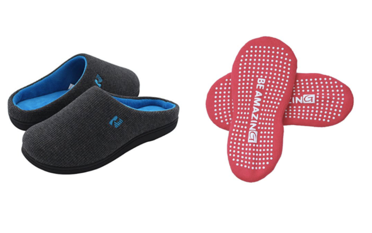 Memory-foam slippers & grippy socks