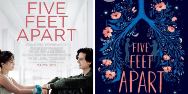 'Five Feet Apart' Movie Adaptation Follows Teens With Cystic Fibrosis in Love Five Feet Apart movie poster and book cover