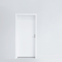 white door and blank wall