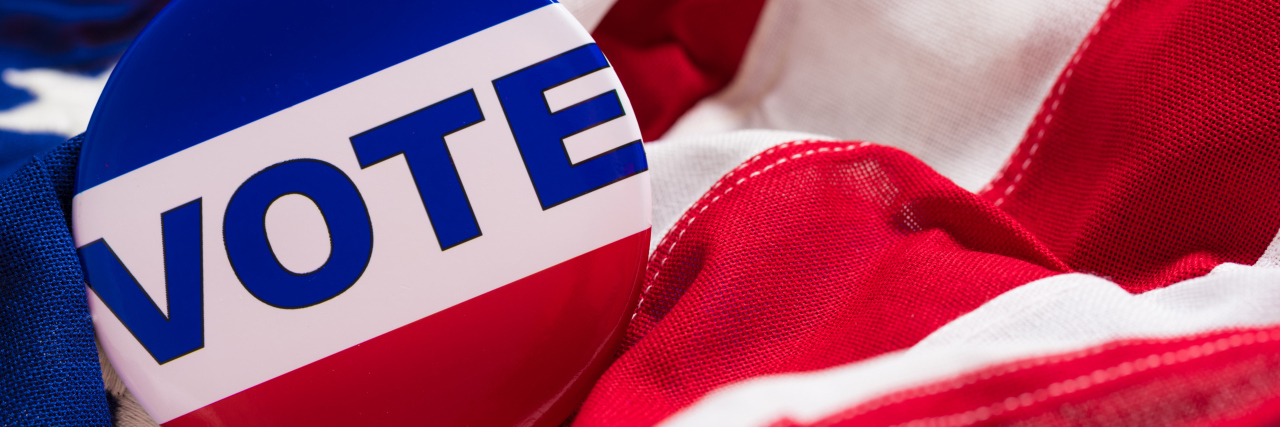 Tips for Voting With a Disability or Chronic Illness A "VOTE" pin or button on a flag of the United States.