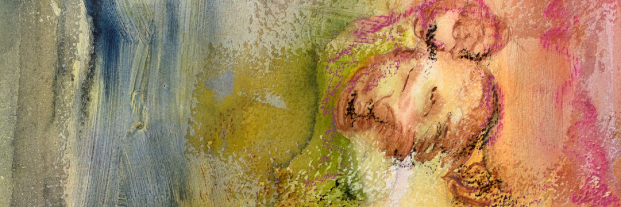 When We're Judged By the Covers of Our Crohn's Disease A watercolor image of a woman looking away.