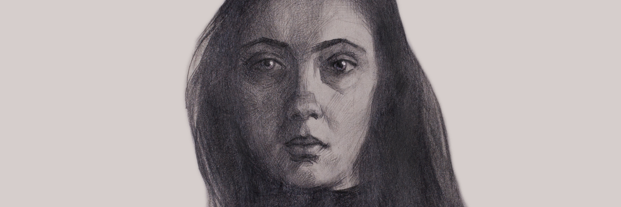 Pencil portrait of a woman.