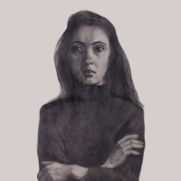 Pencil portrait of a woman.