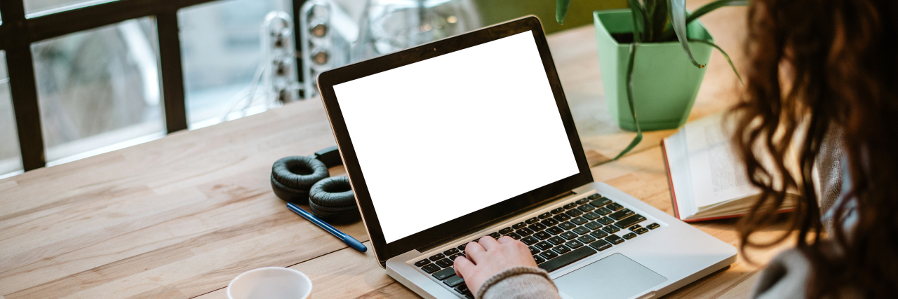 Woman working on a laptop