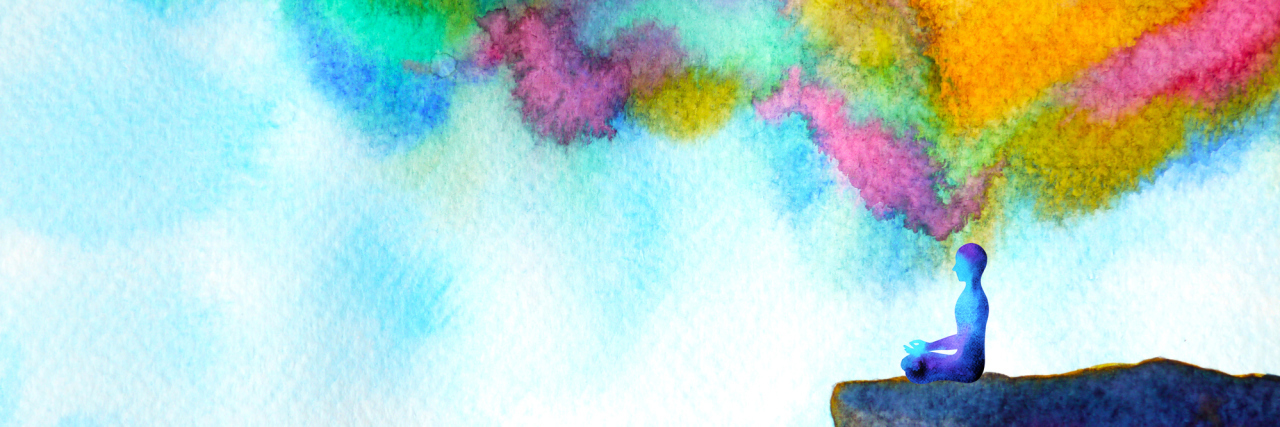 My Daughter on the Autism Spectrum Can Hear and Think in Colors Silhouette of person sitting with legs crossed and colors coming out of their mind as if thinking.