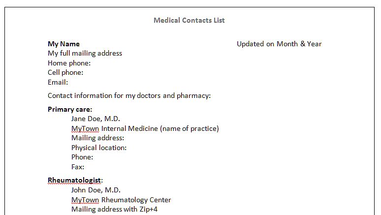 medical contacts