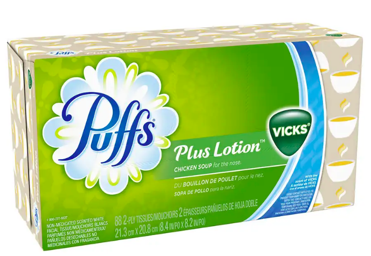 Puffs Plus Lotion Facial Tissues with the Scent of Vicks, White, 2-Ply - 88 count