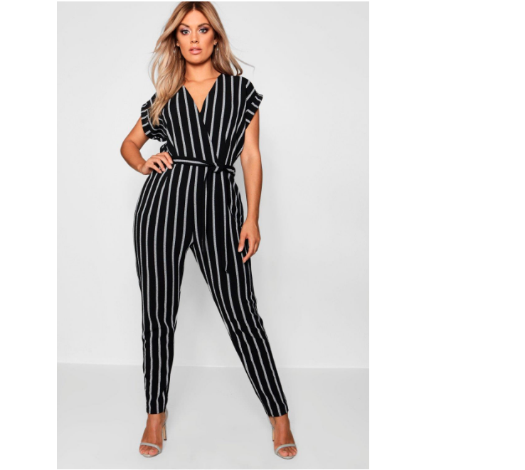 black and white pinstrip jumpsuit