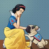 Here’s Snow White, having her service dog alert to an allergen in her food.