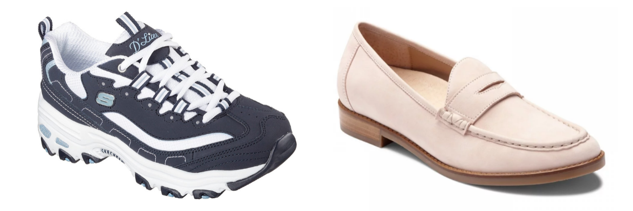 14 Shoe Brands People With Fibromyalgia Recommend Skechers D'Lites sneakers and Vionic Waverly Loafers