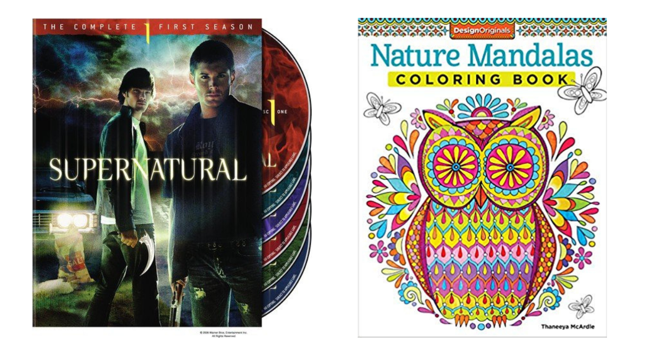 Supernatural season 1 DVD box set and nature mandalas coloring book