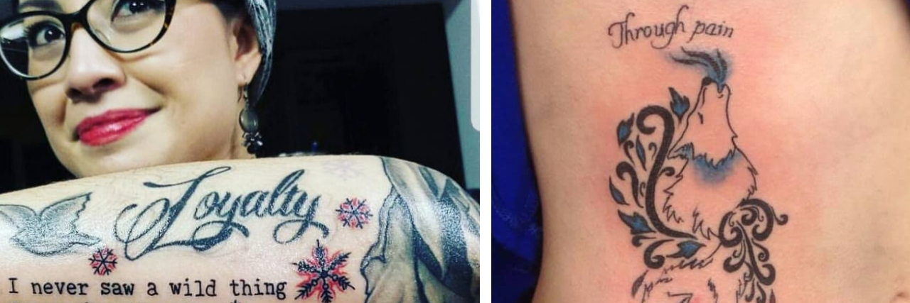 21 Tattoos That Make People With Chronic Illness Feel Like a Badass one tattoo on a woman's arm and another on a woman's side