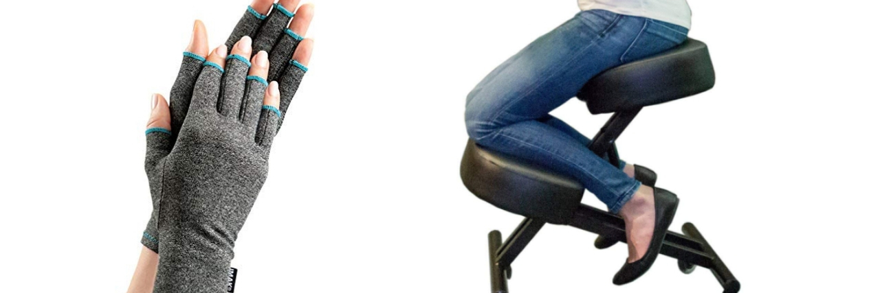 gloves and kneeling office chair