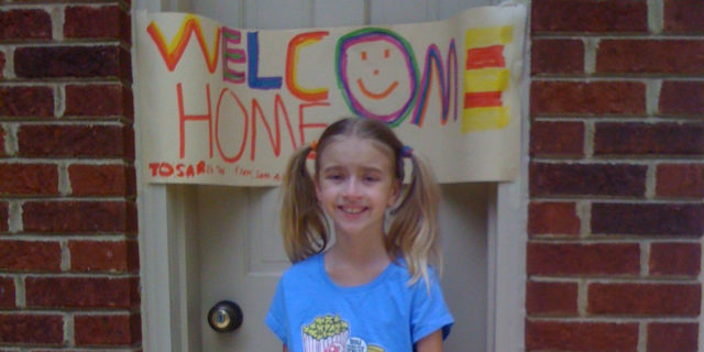 Sarah arriving home from the hospital in 2010.