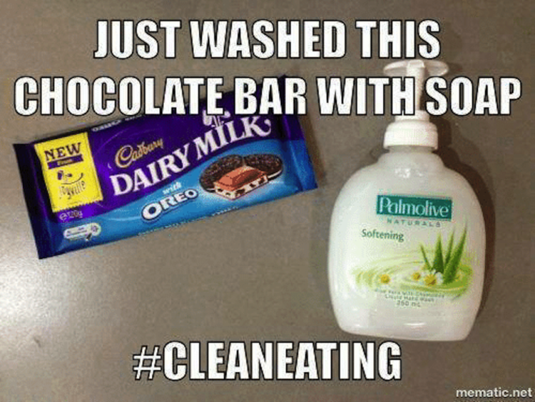 Just washed this chocolate bar with soap #cleaneating meme