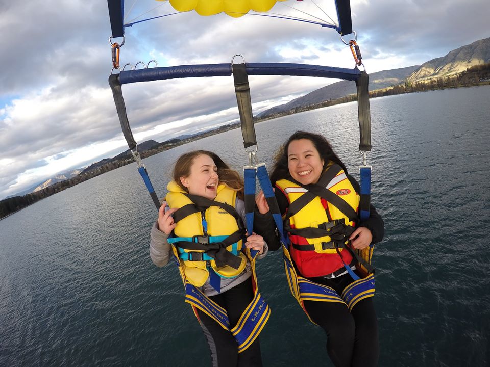 Shannon and a friend hanggliding.