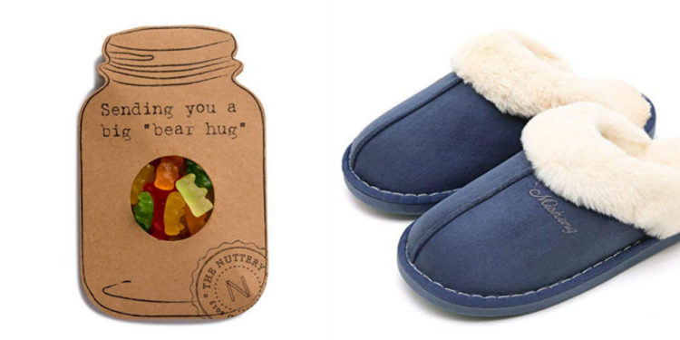 bear hug card and slippers