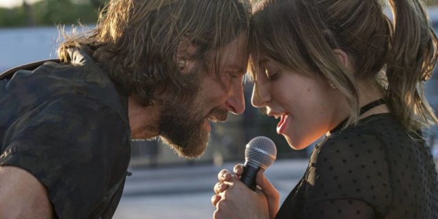 a star is born image showing lead characters singing to each other