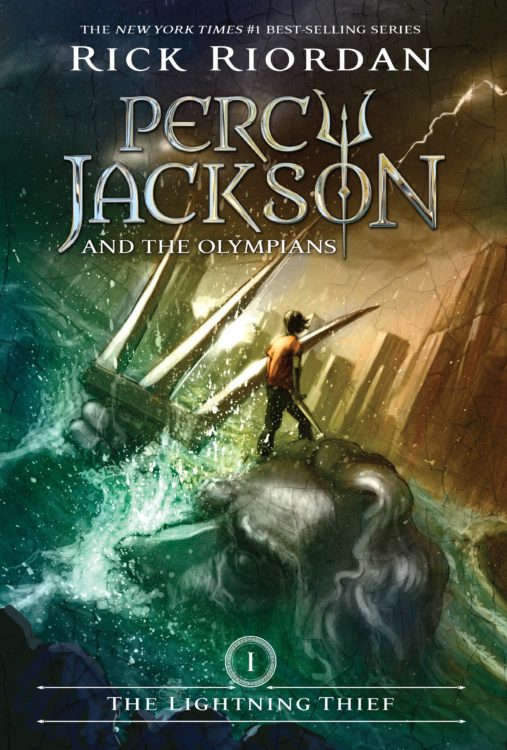 The cover of a Percy Jackson book