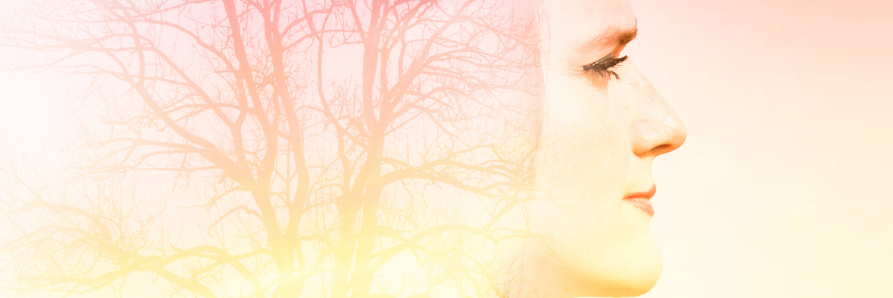 My Journey to Self-Love With Spina Bifida Double exposure of woman with a tree.