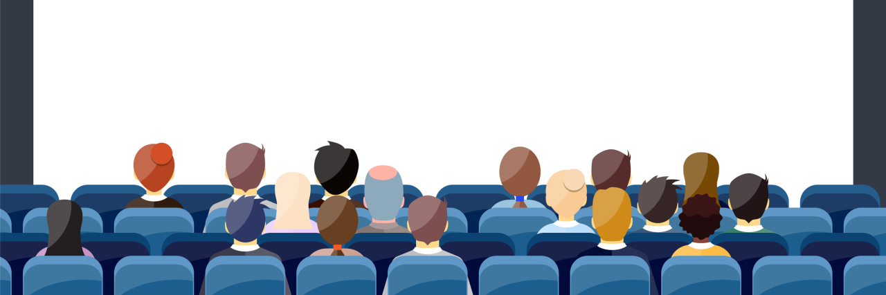 illustration of people in a movie theater