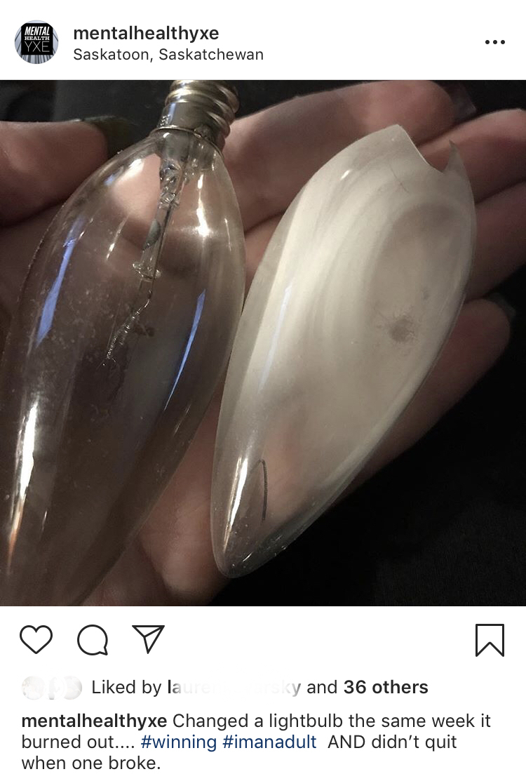 Image of social media post showing broken light bulb after contributor changed it