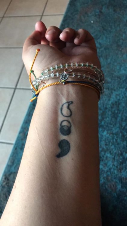 semicolon tattoo on wrist