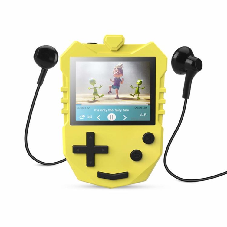 AGPTEK MP3 Player for Kids, Portable 8GB Music Player with Built-in Speaker, FM Radio, Voice Recorder, Expandable Up to 128GB, Yellow