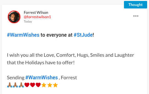 St. Jude example Warm Wishes post