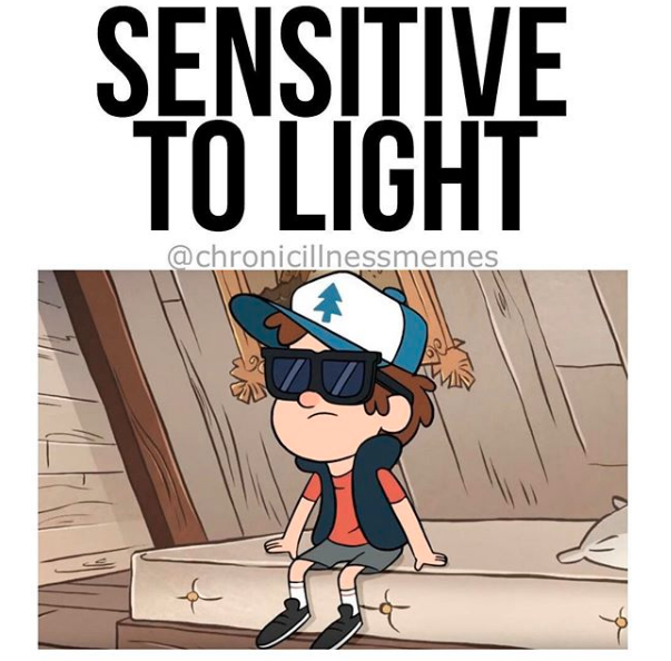 sensitive to light cartoon of boy wearing sunglasses