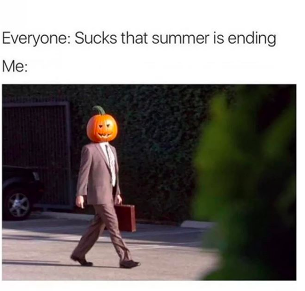 everyone: sucks that summer is ending. me: dwight with pumpkin on head