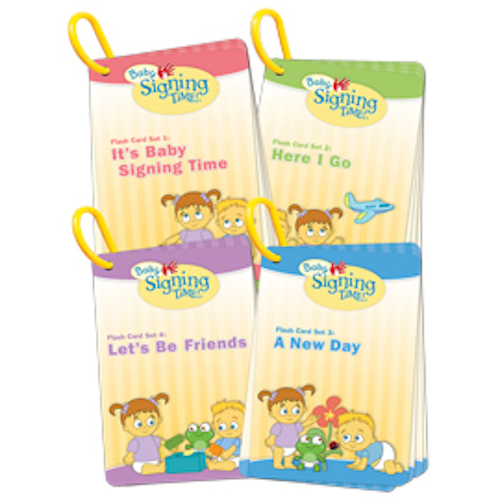 Image of four sets of signing time flashcards.