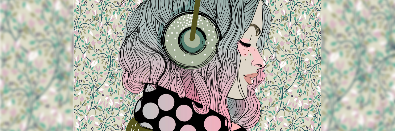 How to Pace Yourself When You Live With Chronic Illness illustration of woman wearing headphones and smiling