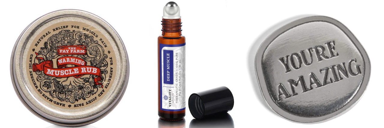14 Small Products That Help With Fibromyalgia Symptoms fay farm CBD warming muscle rub, vitality extracts deep muscle essential oil blend, and 'you're amazing' sentiment stone