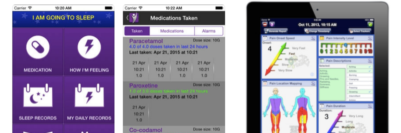 9 Best Pain Tracking Apps People With Chronic Pain Recommend three screenshots of apps