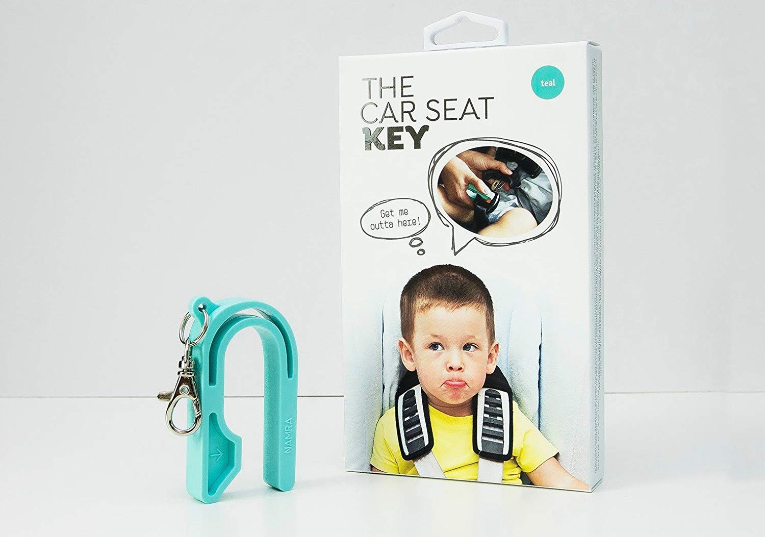 Car seat key helps release seat belts.