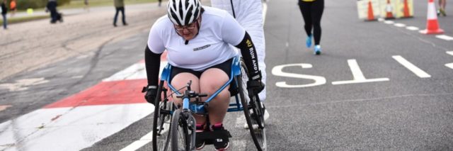 Sophie Etheridge in her racing wheelchair.