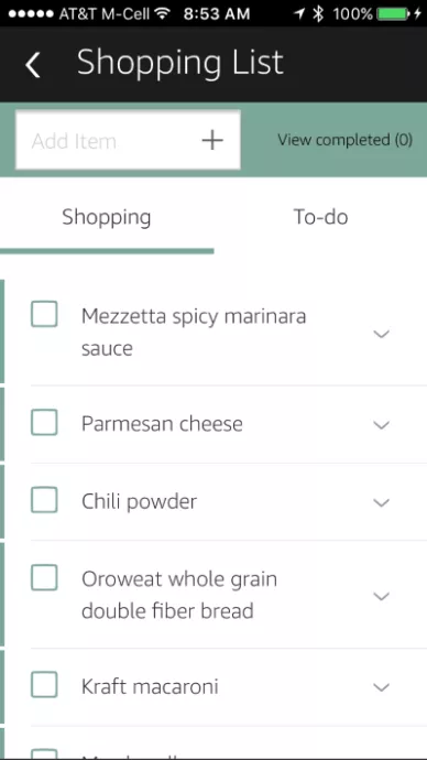Shopping list app.