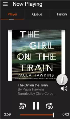 audible book cover: The Girl on the Train by Paula Hawkins.