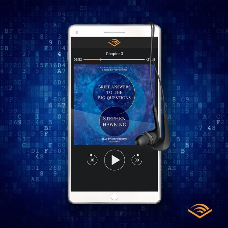 image of a phone with screen showing book on audible