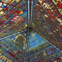A painted glass ceiling