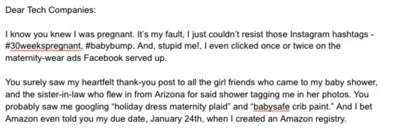Woman Pens Open Letter to Social Media Companies After Stillbirth First three paragraphs of the open letter