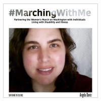 The author, with the words: #MarchingWithMe written
