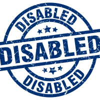 Disabled blue round stamp.