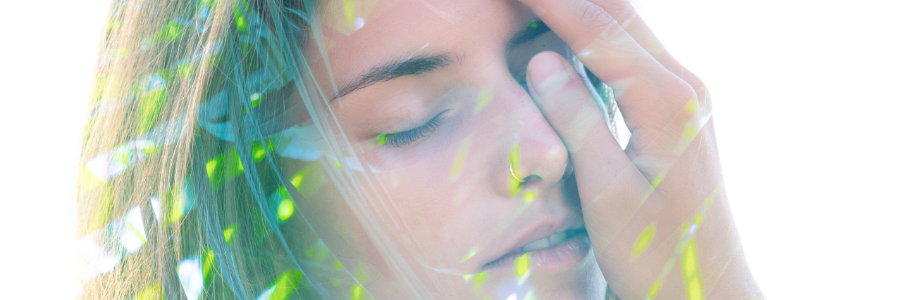 Being Labeled 'Disabled' as Someone With Chronic Pain Double exposure profile portrait of a woman.