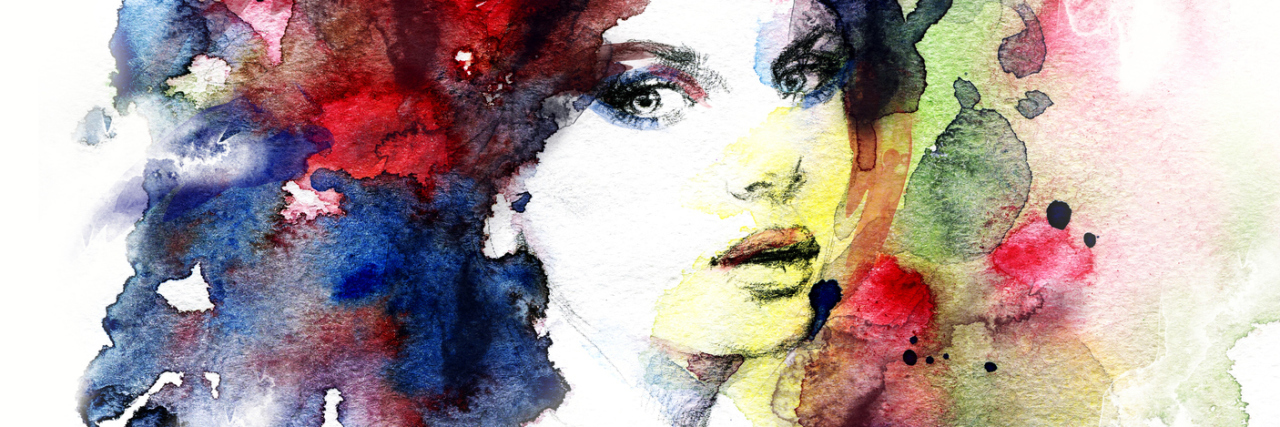 colorful watercolor illustration of a woman