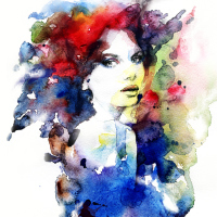 colorful watercolor illustration of a woman